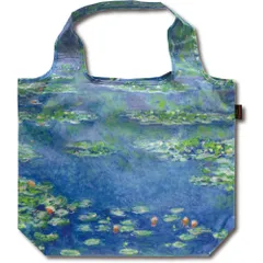 バッグ 名画クーラーエコバッグ（モネ「睡蓮」） ゆうパケット 軽量 折り畳み 保冷 内ポケット マチ付 大容量 肩掛け 軽い ファスナー付 ギフト かばん プレゼント 買い物 バッグ ショルダー ゴムバンド ショッピングバッグ 贈り物 Lサイズ