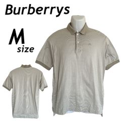 Burberrys バーバリーズ  メンズ 半袖ポロシャツ M コットン 刺繍ロゴ   バーバリー BBV31-454 ボーダー  ベージュ系 (D025)★