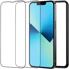 【緊急入荷】用 保護フィルム iPhone13Pro 全面保護 アイフォン 13 / / 13Pro iPhone13 用 強化ガラス 液晶画面 ガラスフィルム 保護シート 2枚セット NT2F ガイド枠付き 透明-黒縁