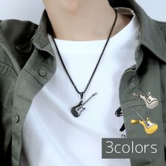 ネックレス メンズ ギター チェーン カラー ペンダント 10代 20代 30代 40代 ステンレス 504k504