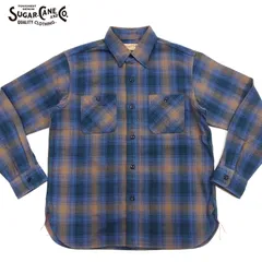 シュガーケーン 長袖シャツ SC29561 メンズ ツイルチェック 長袖 ワークシャツ ネルシャツ Sugar Cane 125 ブルー