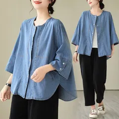 七分袖デニムジャケット レディース  半袖 デニム デニムコート トップス 可愛い シンプル風 カジュアル オシャレ 着痩せ 通学 通勤 夏 上品chaoliu85