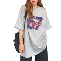 【在庫処分】半袖tシャツ 五分袖 ゆったり トップス 大きいサイズ カットソー ロゴtシャツ 夏 英字 プリント 半袖 夏服 おしゃれ 綿100 レディース オーバーサイズ 白tシャツ 丸首 Tシャツ 薄手 韓国 ファッション [SeiunAn] カジュアル