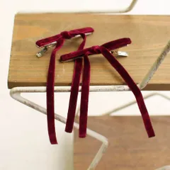 ☆ ワインレッド ☆ フリー ☆ アトリエ長めリボンヘアクリップ2個セット ヘアクリップ キッズ 2個セット ヘア クリップ 68542302 アトリエ長めリボンヘアクリップ リボン 子供 女の子 大人っぽい 卒園式 入学式 結婚式 発表会 かわいい おしゃれ