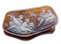 馬　シェル　カメオ　ルース ジュエリー極】作家品サイン有り 美しい馬の彫刻 高級シェル