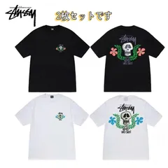 【美品】ステューシー フラワープリント Tシャツ ブラック　Lサイズ STUSSY ステューシー ワールドツアー フラワープリント Tシャツ