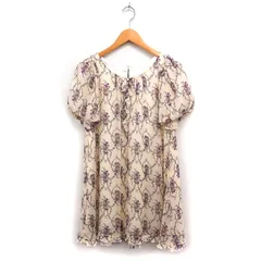 レッセパッセ LAISSE PASSE シフォン 花柄 チュニック バルーンスリーブ フリル 36 ライトベージュ /FT15