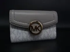 ■美品■ MICHAEL KORS マイケルコース レザー MK柄 6連キーケース 鍵入れ ホワイト系×ライトグレー系 DJ6729