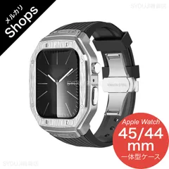 【Apple Watch Series 9/8/7/6/5・SE 3/2・45mm/44mm】バンド アップルウォッチ カバー ベルト シリコン ステンレス ケース 一体型 レディース スポーツ セット 防水 おしゃれ Dバックル（シルバー/ブラック）❷