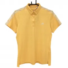 【新品】アディダス 半袖ポロシャツ ライトオレンジ 英字柄織生地 袖・肩一部メッシュ レディース XL ゴルフウェア 2023年モデル adidas