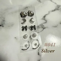新品未使用◇ 耳ツボジュエリー パール シルバー リボン 10粒 銀粒 クリアシート 金属アレルギー対応 ステンレス製
