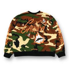 国内正規 CHROME HEARTS MATTY BOY PPO CAUTION SWTSHRT コラボ 迷彩 リップ プリント スウェット クルーネック クロムハーツ マッティボーイ XXL　90489A2