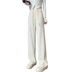 【新着商品】美脚 通勤 細見せ 着痩せ 普段着 きれいめ ハイウエスト 韓国 カジュアル ロング スラックス 大きいサイズ 春 防寒ズボン ボトムス 秋 ストレート ガウチョパンツ レディース 冬 ワイドパンツ [7-livehouse]