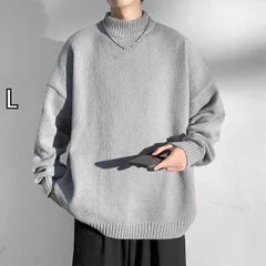 [L] メンズ ファッション 服 男性用 オシャレ シンプル 大人 かっこいい 大きいサイズ ストリート 紳士服 秋冬 ニット レイヤリング シャツ ハーフ タートルネックセーターインナーセーター グレー ジャケット