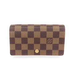 良好 LOUIS VUITTON ルイヴィトン ポルトモネビエトレゾール ダミエ エベヌ 二つ折り 財布  N61730 CA0042 ブラウン  レディース 　240001140316