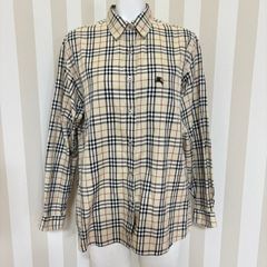 ★ BURBERRY バーバリー シャツ チェックシャツ ノバチェック 長袖 胸元ワンポイント 予備ボタン付き サイズ:Y.W. 表記 NO133