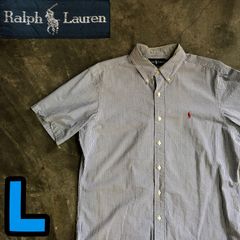 T6053 Ralph Lauren ストライプシャツ　シアサッカー　古着