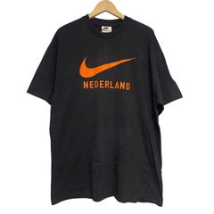 NIKE NEDERLAND KNVB 00s dead stock Tee ブラック オレンジ L オランダ Large エル ナイキ デッドストック