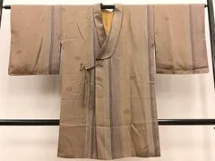 平和屋着物＃道中着　ロング丈　あられ間道　正絹　逸品　BAAU0124gt