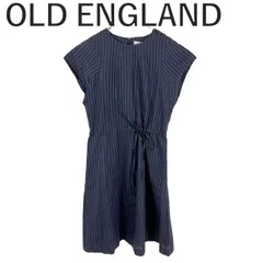 オールドイングランド OLD ENGLAND ストライプワンピース フレンチスリーブ ウエストシェイプ ネイビー ブラックのサムネイル