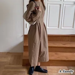 ウエスト切り替えワンピース ボ リュームスリーブワンピース ブラウン FREEサイズ