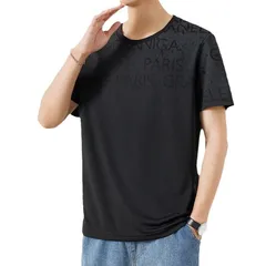 Tシャツ メンズ グラデーション 接触冷感 ストレッチ 半袖 tシャツ 薄手 ティーシャツ 丸首Tシャツ カットソー 半袖Tシャツ 英字 涼しいTシャツ 清涼 トップス 夏 夏服 キレイめ 大きいサイズgulaim01