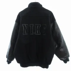 ナイキ NIKE 90s ヴィンテージ スタジャン ジャケット レザー 切替 中綿 ジップアップ ロゴ L 黒 ブラックのサムネイル