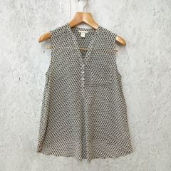 H&M エイチアンドエム ノースリーブシャツ 総柄 幾何学模様 ブラック ホワイト サイズ38 □〇