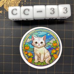 방수 스티커 고양이 스테인드 글라스 스타일 일러스트 멋진 CC-33