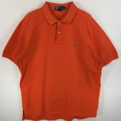 古着 90's/90年代 ポロバイラルフローレン Polo by Ralph Lauren ポロシャツ ワンポイント ロゴ 刺繍 2ボタン 大きいサイズ XL  オレンジ 無地 メンズ