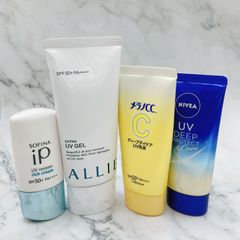 ［良品］ニベア UV DEEP PROTECT & Care メラノ CC ディープ デイケア UV 乳液 ソフィーナ iP UV レジスト リッチクリーム  アリィー エクストラ UV ジェルN 日やけ止め 日焼け止め 4点 まとめ売り 01-0063