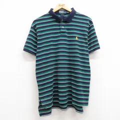 XL/古着 ラルフローレン 半袖 ブランド ポロ シャツ メンズ 90s ワンポイントロゴ コットン 紺他 ネイビー ボーダー 25apr15 中古 トップス