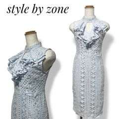 style by zone ✨ドレス キャバドレス ナイトドレス ノースリーブドレス ワンピース タイトドレス 総レース 水色 ライトブルー M 膝丈 ワンピース スッキリスタイル
