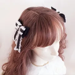 ヘアクリップ リボンクリップ 量産型リボン ブローチ 黒 地雷 ホワイト ブラック ツインテール アイドル ヘアアレンジ 結婚式 発表会 卒業式 入学式