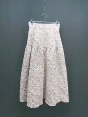 ◇ AG by aquagirl 花柄 総柄 サイドジップ バックゴム ロング丈 フレア スカート サイズS ピンクベージュ レディース E  【1308160023624】