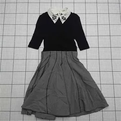 ◇ ⊇ snidel スナイデル チェック柄 ３分袖 膝丈 ワンピース サイズ1 ブラック系 レディース E  【1508260033923】