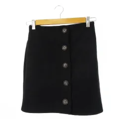 リゼクシー RESEXXY スカート フェイクスエード タイト ミニ ストレッチ 厚手 ボタン F 黒 ブラック /CK22