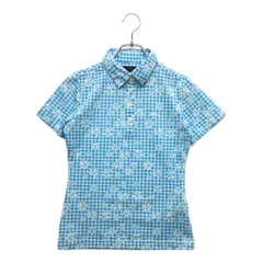 中古 レディース キャロウェイ Callaway 半袖ポロシャツ S 水色×白 ギンガムチェック 花柄