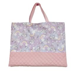 【2024 新作】ハンドメイド　ユニコーンのレッスンバッグ　絵本バッグ　ゆめかわ　ファンシー　ミルキーカラー　入園グッズ　通園通学