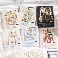 ST584 窓 窓枠 開き窓 フレーム サッシ ウィンドウ 扉 ドア PET コラージュ 素材 シール コラージュ シール コラージュシール コラージュ素材 ステッカー 紙もの 手帳 日記 ジャンクジャーナル 海外 紙モノ 紙物