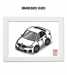 車種別ボディカラーが選べるフレーム付きA5イラスト【ナンバー入れ可】 外車 BMW320 G20