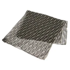 FENDI (フェンディ) FFLogo Silk Scarf FFロゴ 総柄 シルク スカーフ ブラック/ベージュのサムネイル