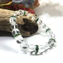 パワーストーン ブレスレット 水晶 天然石ブレス （グリーン）レディース 女性  数珠ブレス 開運 プレゼント ギフト  [9]