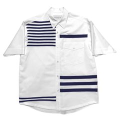 TOMORROWLAND トゥモローランド メンズ シャツ / ニットコンビ レギュラーカラー 胸ポケット ショートスリーブシャツ ホワイト / 半袖シャツ tricot SHIRT / 63-05-42-05603