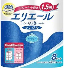 大王製紙 エリエール トイレットティシュー コンパクト シングル 芯あり 82.5m 香り付き 1セット (64ロール:8
