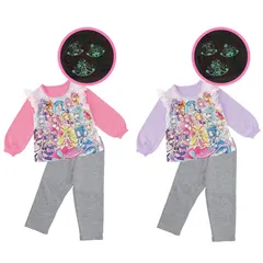 プリキュアオールスターズ キミとアイドルプリキュア♪ 光る！起毛パジャマAS 長袖 上下セット 女児用  100cm／110cm／120cm/130cm