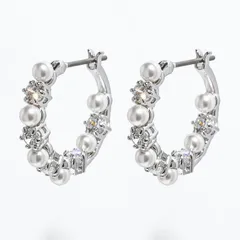 スワロフスキー SWAROVSKI ピアス Matrix マトリックス ドロップピアス クリスタルパール クリア シルバー 5709256 ジュエリー アクセサリー