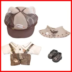 【人気商品】niannyyhouse　10cm 15cm 20cm ぬいぐるみ 服　帽子　ワイシャツ　吊りズボン　ショール　ベスト　革靴　ヴィンテージ探偵スーツ　綿人形　着せ替え　アクセサリー (10cm)