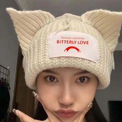 韓国風〉猫耳ニット帽｜BITTERLY LOVE〈3色展開〉 - メルカリ