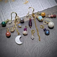 15sp❤チャームセット❤ピアスセット❤リビアングラスピアス　ラリマーピアス　　ハーキマーダイアモンドピアス　パールピアス　淡水パール　ガーネットピアス　ペリドット　ジルコン　ルビー　ラブラドライト　サファイア　インカローズ　ローズクォーツ　レピドライト